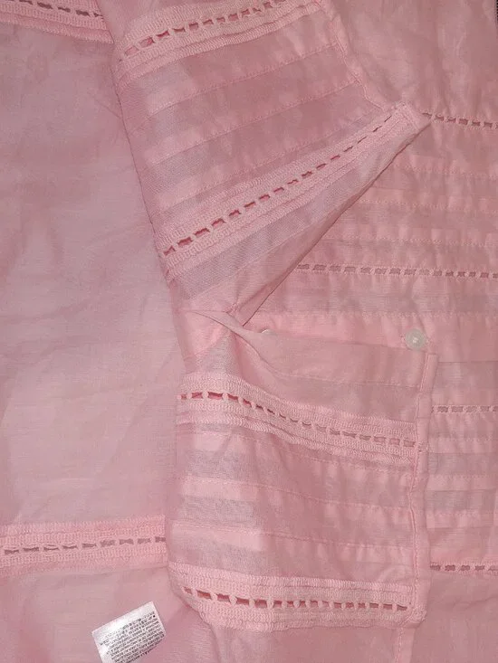 Banana Republic Voile Pleated Blouse Pink Pintuck Top S Coastal Preppy NEW - Picture 11 of 11